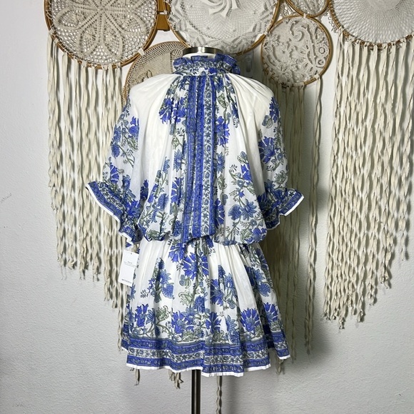 Juliet Dunn NWT Floral Mini Cotton Shirt Dress with Slip 1(4/6) - Picture 4 of 16